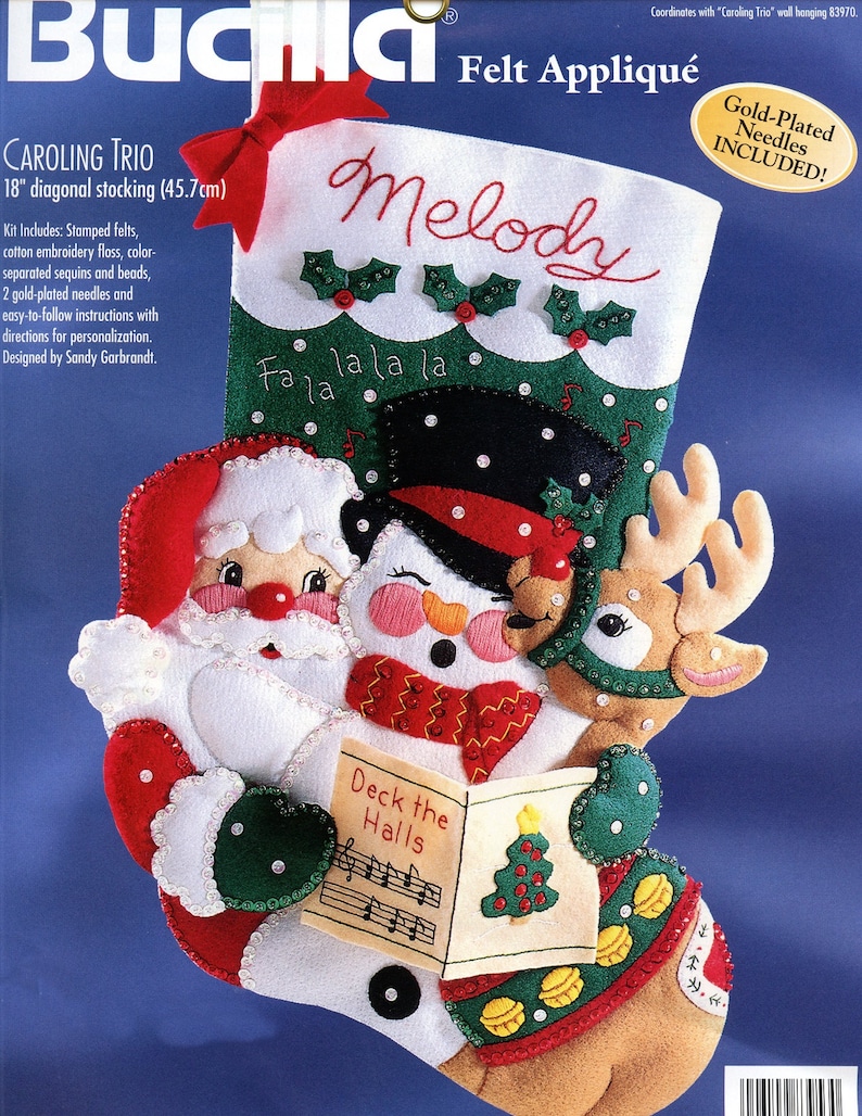 Caroling Trio 18 Bucilla Felt Christmas Stocking Kit 83953 image 1