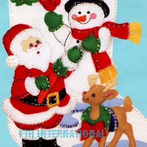 Bucilla Santa & Snowman 18 Felt Christmas Stocking Kit 82904, Frosty Rudolph DIY image 3