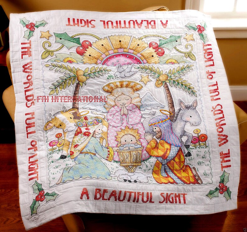 Bucilla Stamped Cross Stitch Beautiful Sight Lap Quilt Kit Etsy