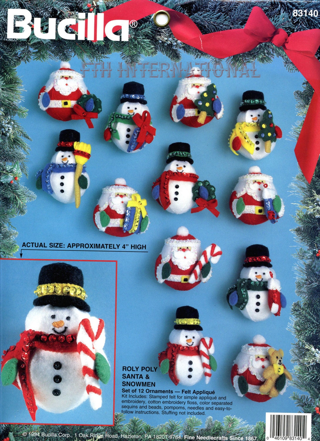 Bucilla Roly Poly Santa and Snowmen 12 Pce Felt Christmas Ornament Kit  83140 DIY 