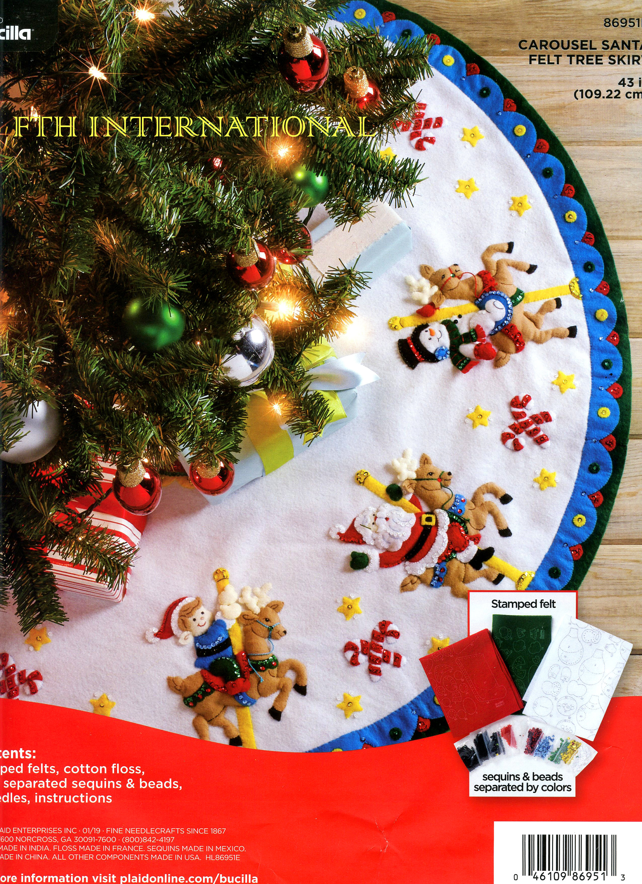 Bucilla Skiing Santa ~ 18 Felt Christmas Stocking Kit #85320 Toys, Snow DIY