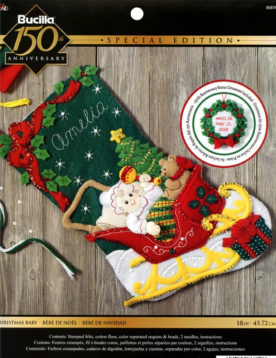 Bucilla Christmas Baby 18 Felt Stocking Kit 86819, Birth Ornament, Sleigh  DIY 