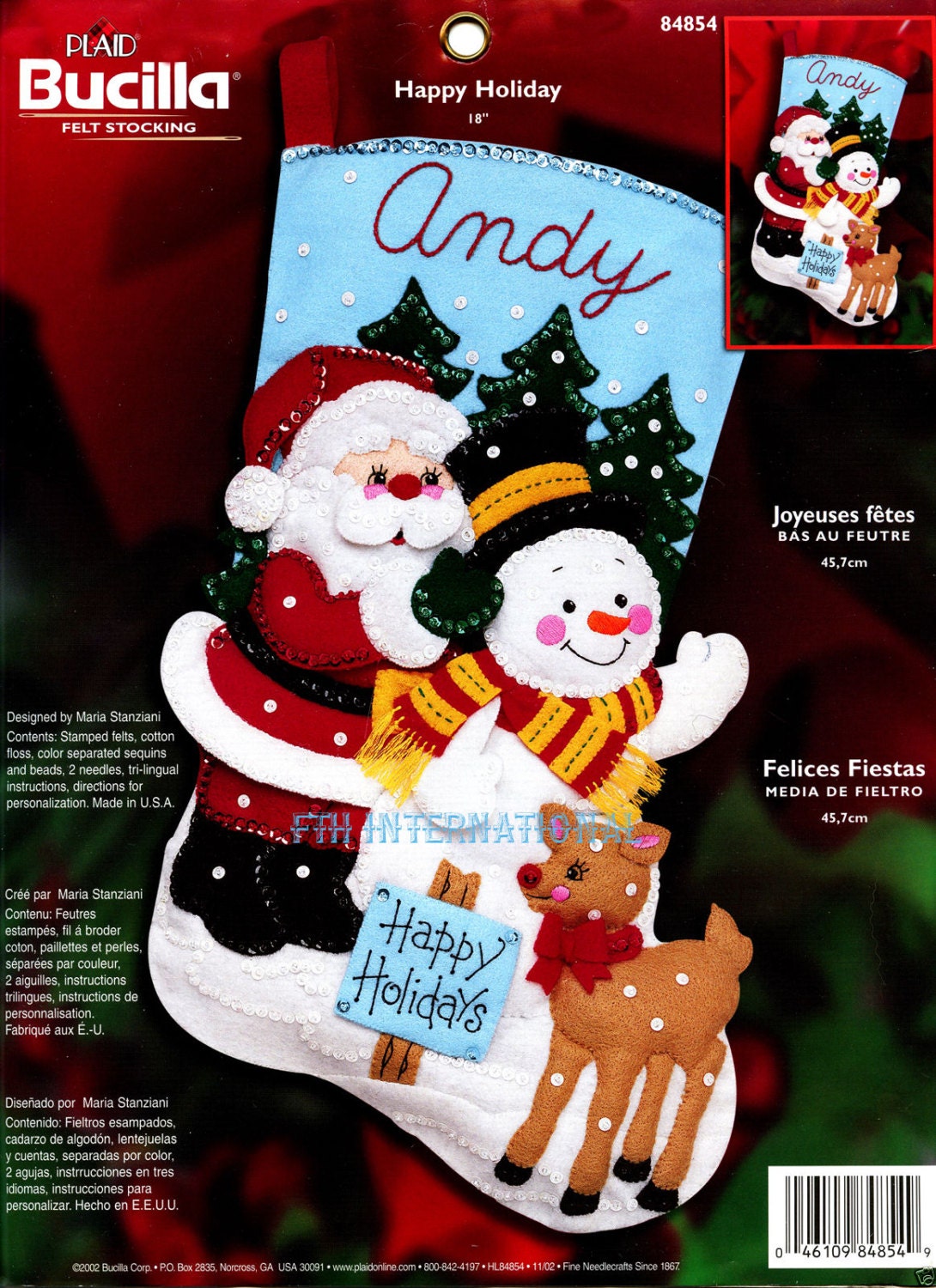Bucilla Ho-ho-ho Santa 18 Felt Christmas Stocking Kit 86171, Presents,  Gifts DIY 