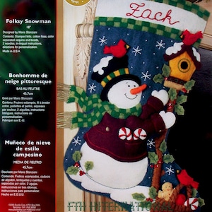 Bucilla Folksy Snowman ~ 18" Felt Christmas Stocking Kit #85267 Birds, Birdhouse DIY