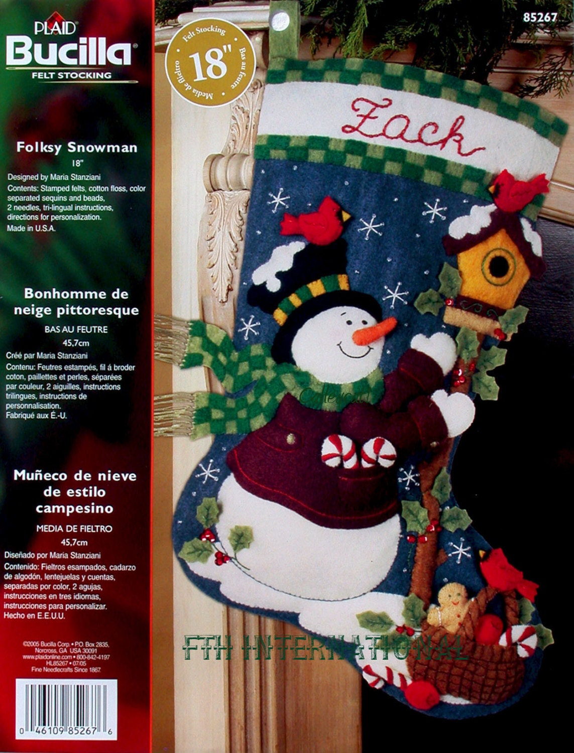 Bucilla Child's Felt Christmas Stocking Kit Snowman Animals - Ruby Lane