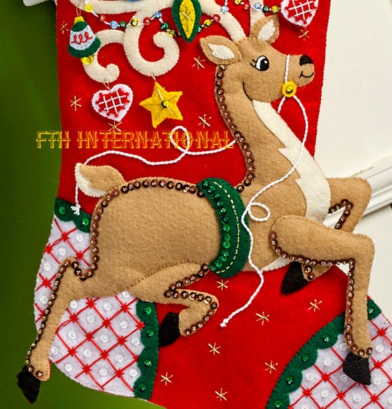 Ornate Deer Felt Christmas Stocking Kit - Felt Crafts at Weekend Kits