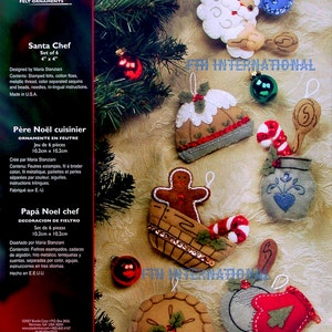Bucilla Chef Santa 6 Pce. Felt Christmas Ornament Kit 85459 Baking, pudding DIY image 1