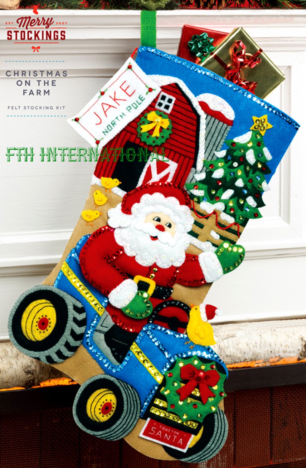 Bucilla Merry And Bright Felt Stocking Kit - 18" DIY Applique Christmas Stocking Craft Kit
