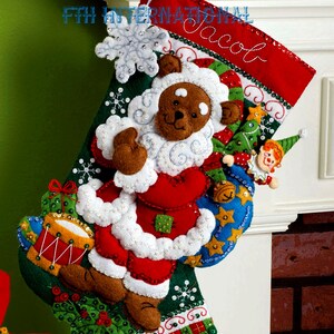 Bucilla Santa Bear 18 Felt Christmas Stocking Kit 86208 Drum Toys