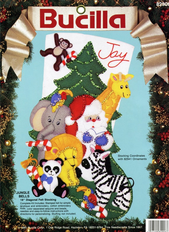 Jungle Bells 18 Bucilla Felt Christmas Stocking Kit 82906 