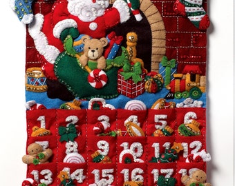 Bucilla Must Be Santa ~ Felt Christmas Advent Calendar Kit 86312 Gifts Toys 2012 DIY