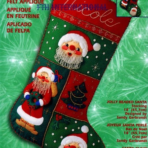 Bucilla Jolly Beaded Santa 18 Felt Christmas Stocking Kit 84382 Tree, Beard DIY image 1