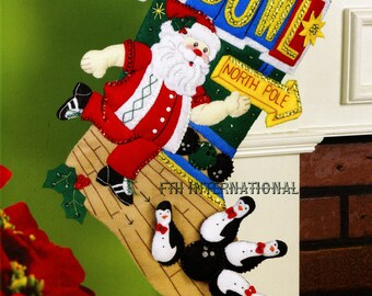 Bowling Santa  Bucilla 18" Felt Christmas Stocking Kit #86452 DIY