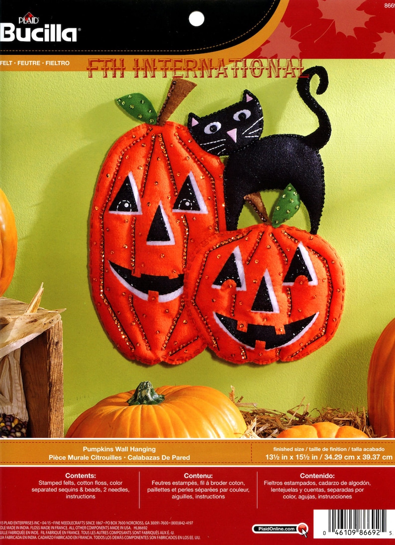 Halloween Pumpkins Bucilla Felt Holiday Wall Hanging Kit Etsy