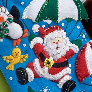 Dropping In 18 Felt Christmas Stocking Kit Santa Snowman Elf OOP 86325 DIY image 3