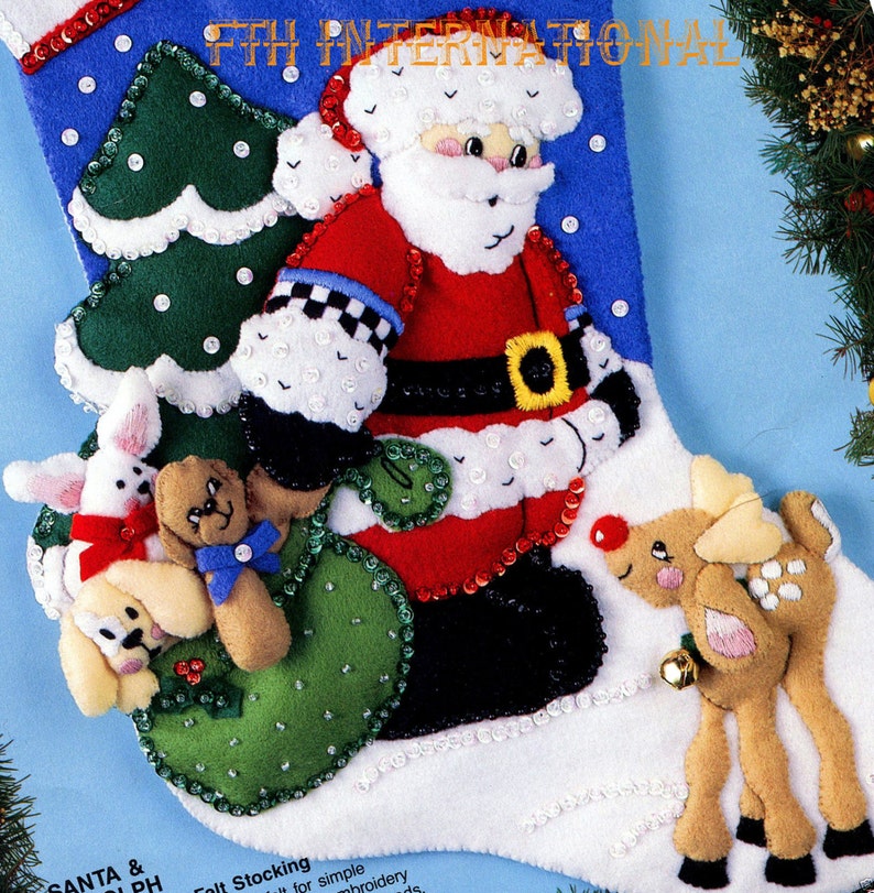 Bucilla Santa & Rudolph 18 Felt Christmas Stocking Kit 83013 Daisy Kingdom DIY image 3