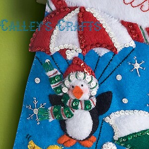 Dropping In 18 Felt Christmas Stocking Kit Santa Snowman Elf OOP 86325 DIY image 2