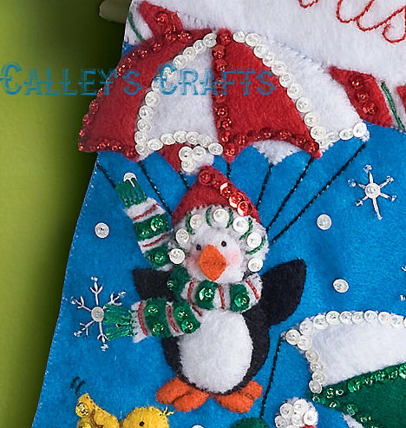 Dropping In 18 Felt Christmas Stocking Kit Santa Snowman Elf OOP 86325 DIY image 2