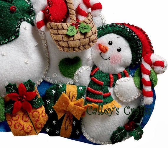 Bucilla Our Family 18 Felt Christmas Stocking Kit 86141 Snowman