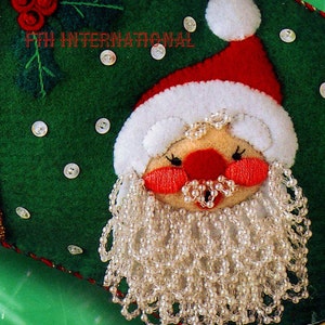 Bucilla Jolly Beaded Santa 18 Felt Christmas Stocking Kit 84382 Tree, Beard DIY image 4