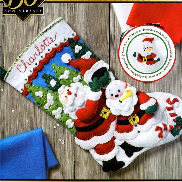 Bucilla Santa's Snowman ~ 18" Felt Christmas Stocking Kit #86862, Frosty, Claus DIY