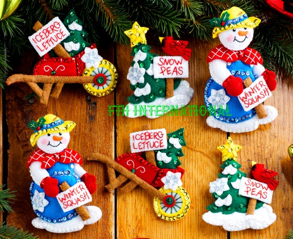 Janlynn Felt Applique Frostys Ornament Collection Christmas Ornament Set of 6