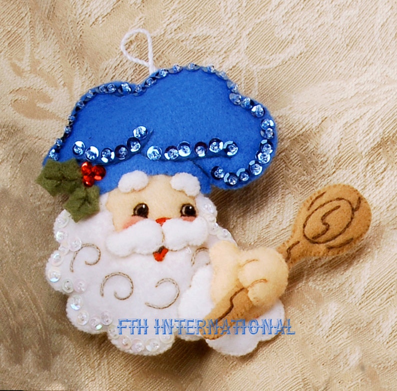 Bucilla Chef Santa 6 Pce. Felt Christmas Ornament Kit 85459 Baking, pudding DIY image 3