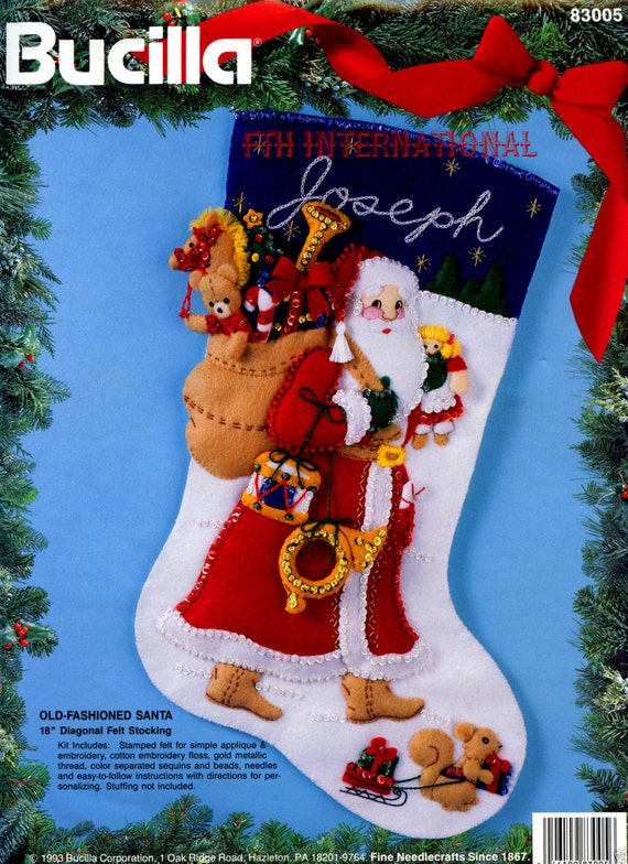 Bucilla Old Fashioned Santa 18 Felt Christmas Stocking Kit 83005 European  DIY 