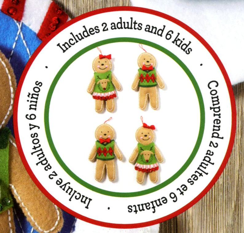 Bucilla Gingerbread Family Felt Christmas Wall Hanging Kit 86835 Man Cupcakes image 3