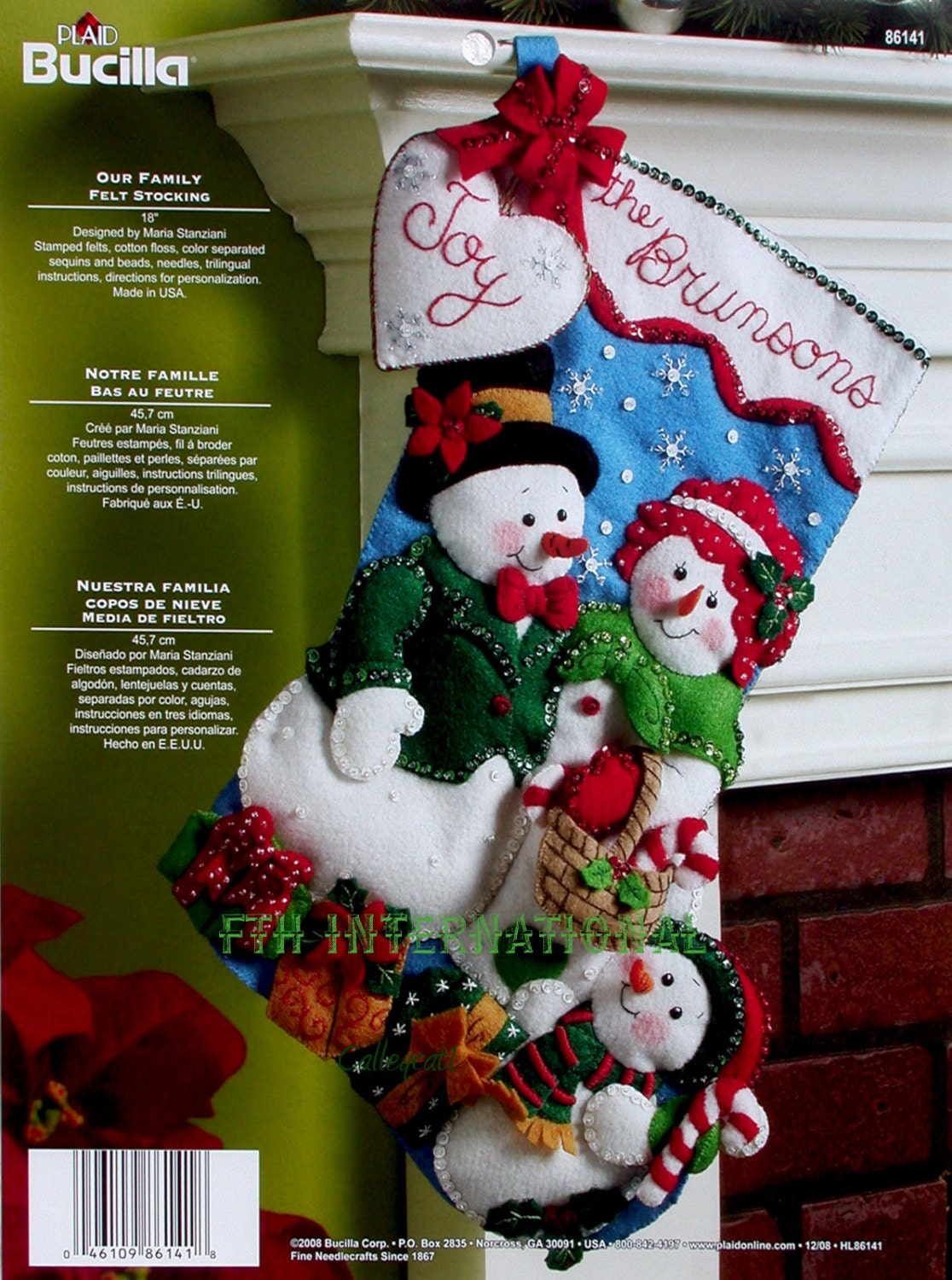 Bucilla Our Family 18 Felt Christmas Stocking Kit 86141 Snowman, Mrs.  Frosty DIY 