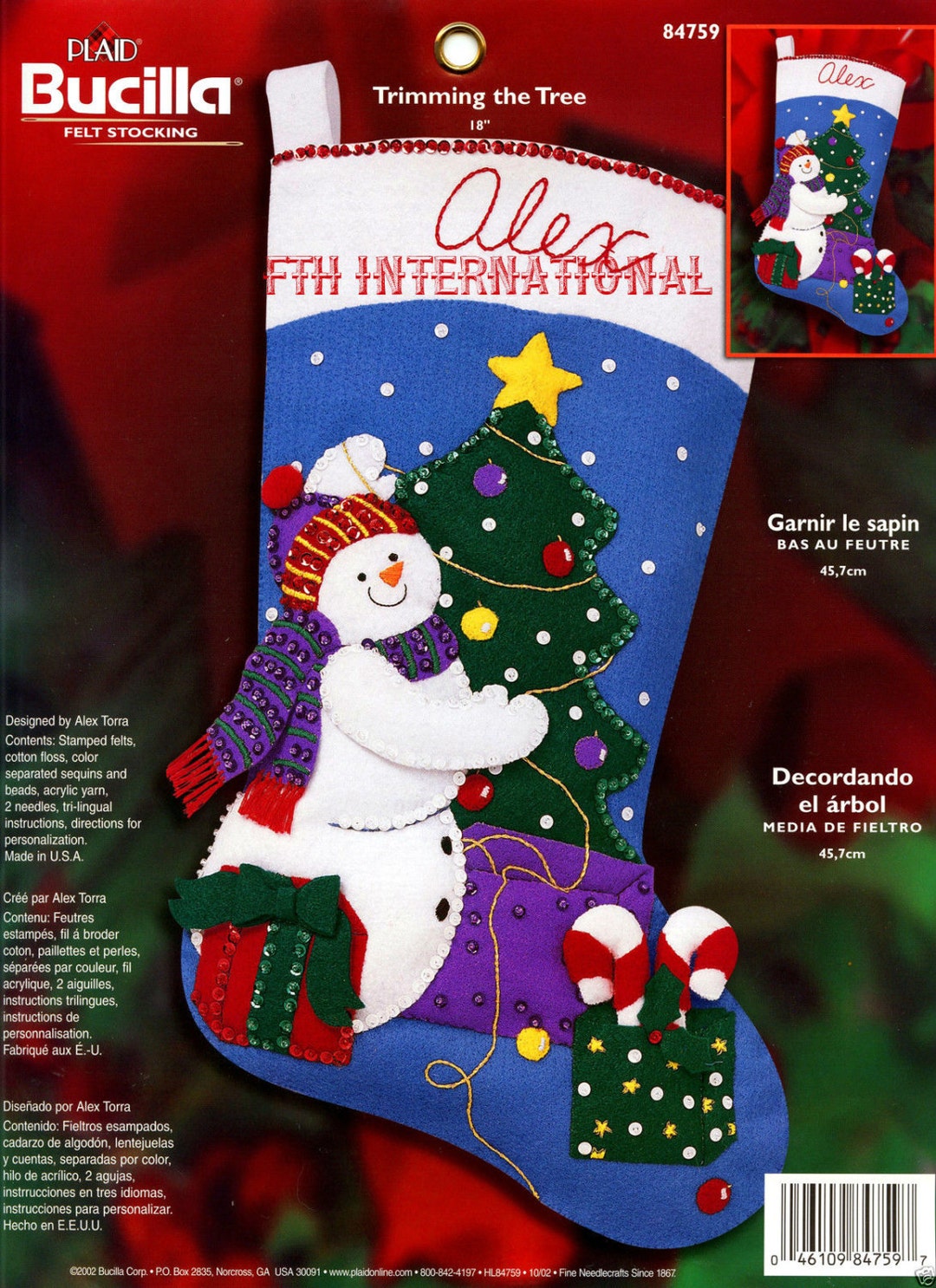 Bucilla Trimming the Tree 18 Felt Christmas Stocking Kit 84759 Snowman ...