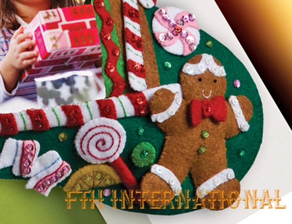 Bucilla gingerbread Picture Frame Felt Christmas Stocking Kit 86411 DIY 