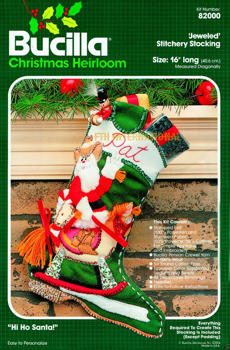 Bucilla Hi Ho Santa 16 Felt Christmas Stocking Kit 82000, Horse, Cowboy Boot DIY image 1