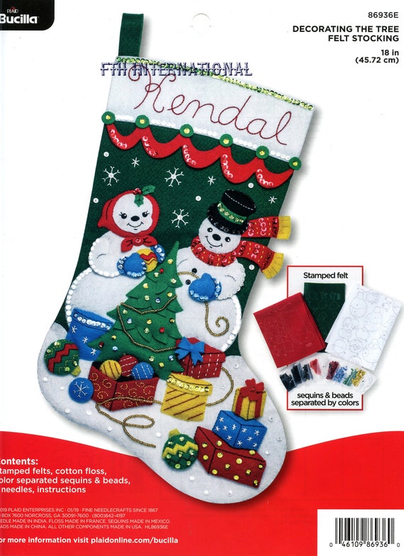 Bucilla Felt Applique Stocking Kit by Plaid, Under the Tree, 18