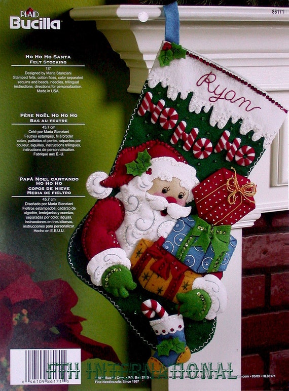 Plaid Bucilla Ho Ho Ho Santa felt stocking kit 18” Christmas Santa