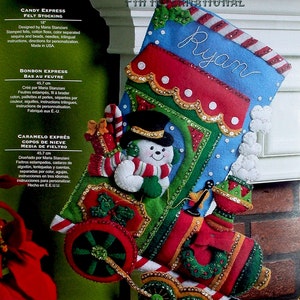 Bucilla Candy Express Train ~ 18" Felt Christmas Stocking Kit #86147, Snowman DIY