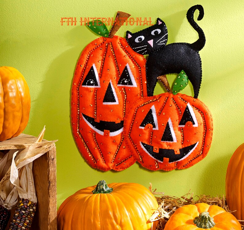 Halloween Pumpkins Bucilla Felt Holiday Wall Hanging Kit Etsy