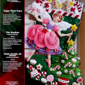 Bucilla Sugar Plum Fairy ~ 18" Felt Christmas Stocking Kit #85431, Gingerbread DIY