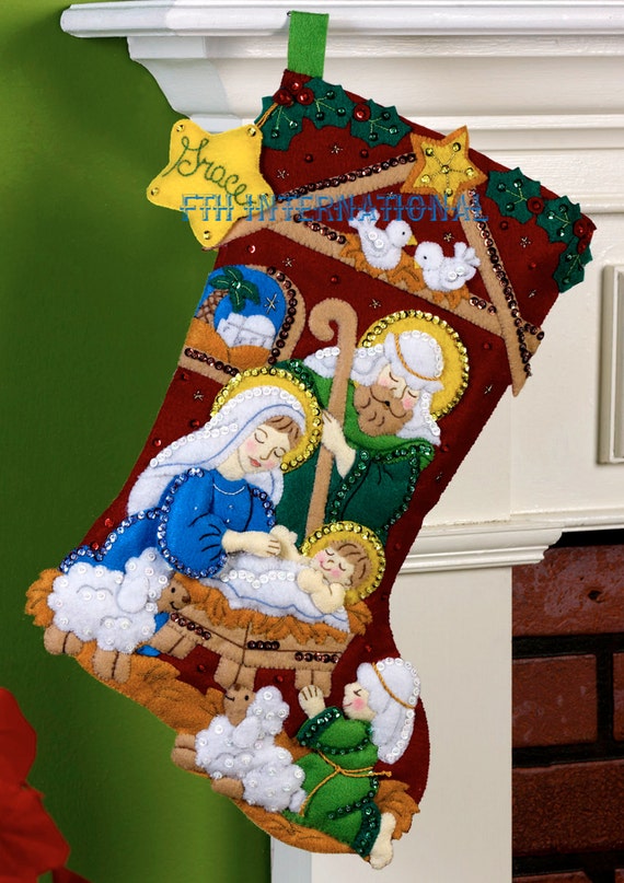 Bucilla Snow Angel ~ 18/" Felt Christmas Stocking Kit #86646 Snowman Nativity