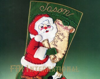 Bucilla A List for Santa ~ 18" Felt Christmas Stocking Kit #82251 Vintage Santa DIY