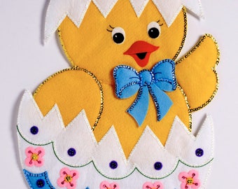 Bucilla Easter Chick Felt Wall Hanging Kit #86758, Egg, Spring Flowers, New 2017