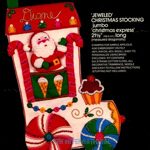 Bucilla Christmas Express 21 1/2 Jumbo Felt Stocking Kit 48602, Santa, Train DIY image 1