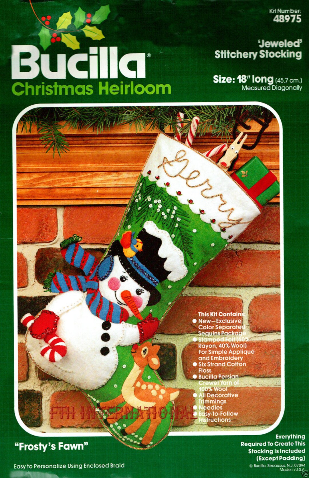 Bucilla Our Family 18 Felt Christmas Stocking Kit 86141 Snowman, Mrs.  Frosty DIY 