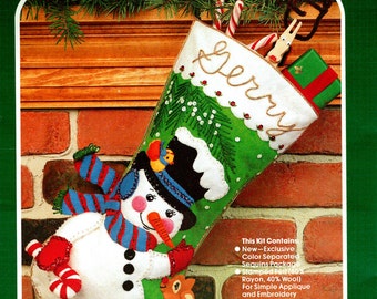 Bucilla Frosty's Fawn ~ 18" Felt Christmas Stocking Kit #48975, Snowman Reindeer DIY