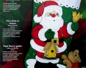 Bucilla Santa Kitty 18 Felt Christmas Stocking Kit Etsy