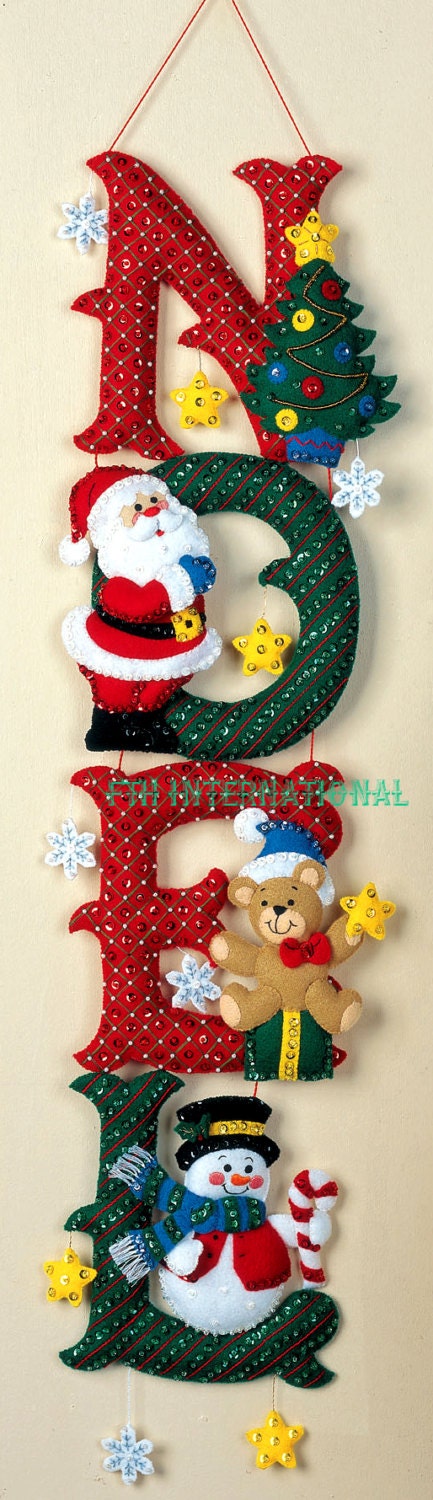 Bucilla Felt Applique Wall Hanging Kit, Noel, Perfect for Holiday DIY Arts  and Crafts, 89655E