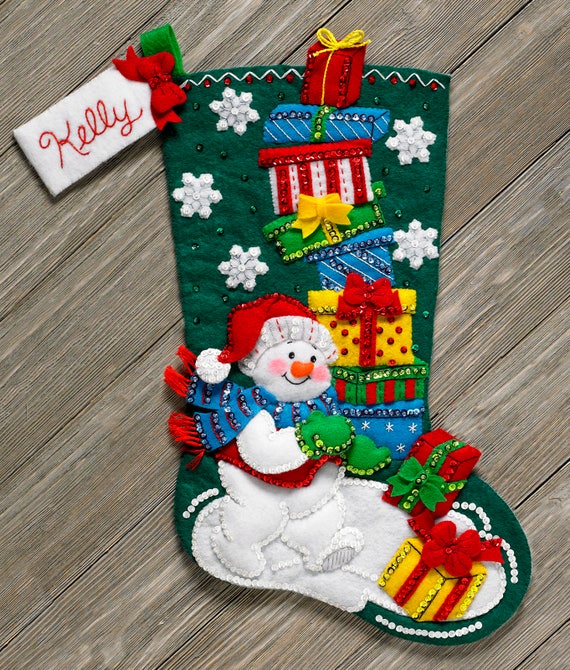 Bucilla Snowman with Present Felt Applique Stocking Kit 86410