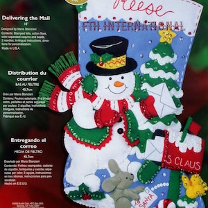 Bucilla Delivering Mail 18 Felt Christmas Stocking Kit 85178 Frosty, Snowman DIY image 1