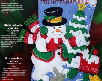 Bucilla Felt Stocking Applique Kit 18 Long Snowman with Presents