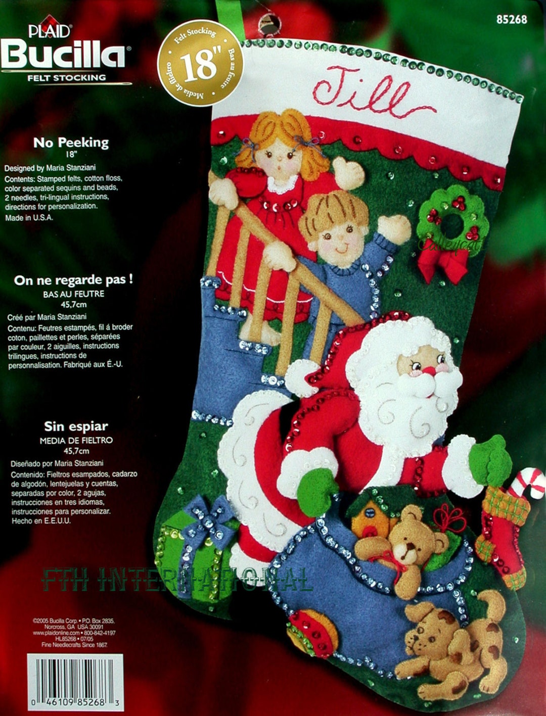 Bucilla No Peeking ~ 18" Felt Christmas Stocking Kit #85268 Santa, Boy ...
